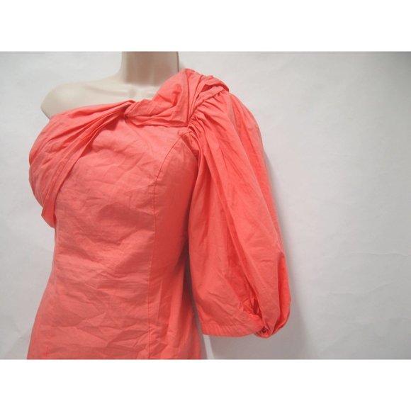 NWT Free People Women Looking My Best One Shoulder Puff Sleeve Mini Dress M Pink - Picture 5 of 8